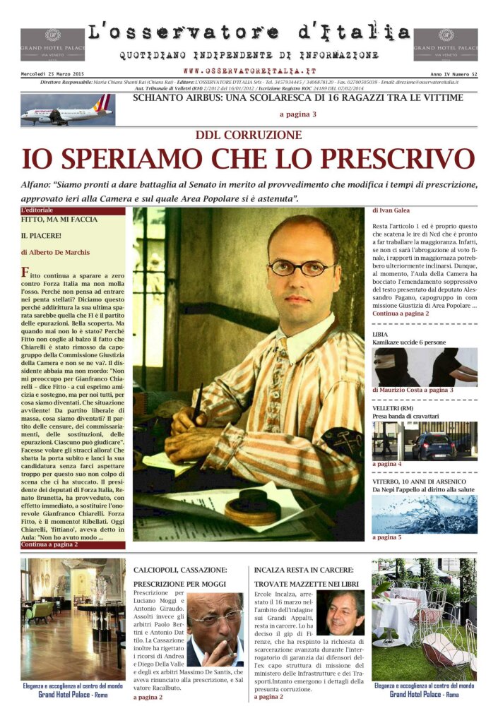 L'osservatore d'Italia edizione del 25 Marzo 2015